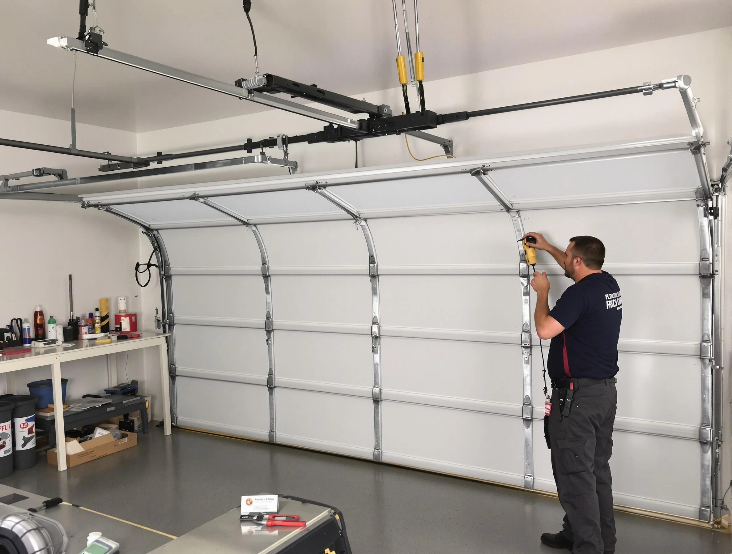 Tucker Garage Door Repair certified technician performing overhead door system repair in Tucker